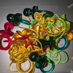 10 Toy Birthday Party Favor 3" Pacifiers On String Necklaces.