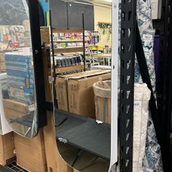 SONGMICS Jewelry Organizer LED Cabinet Wall/Door Mounted Lockable Rounded Wide Mirror - White