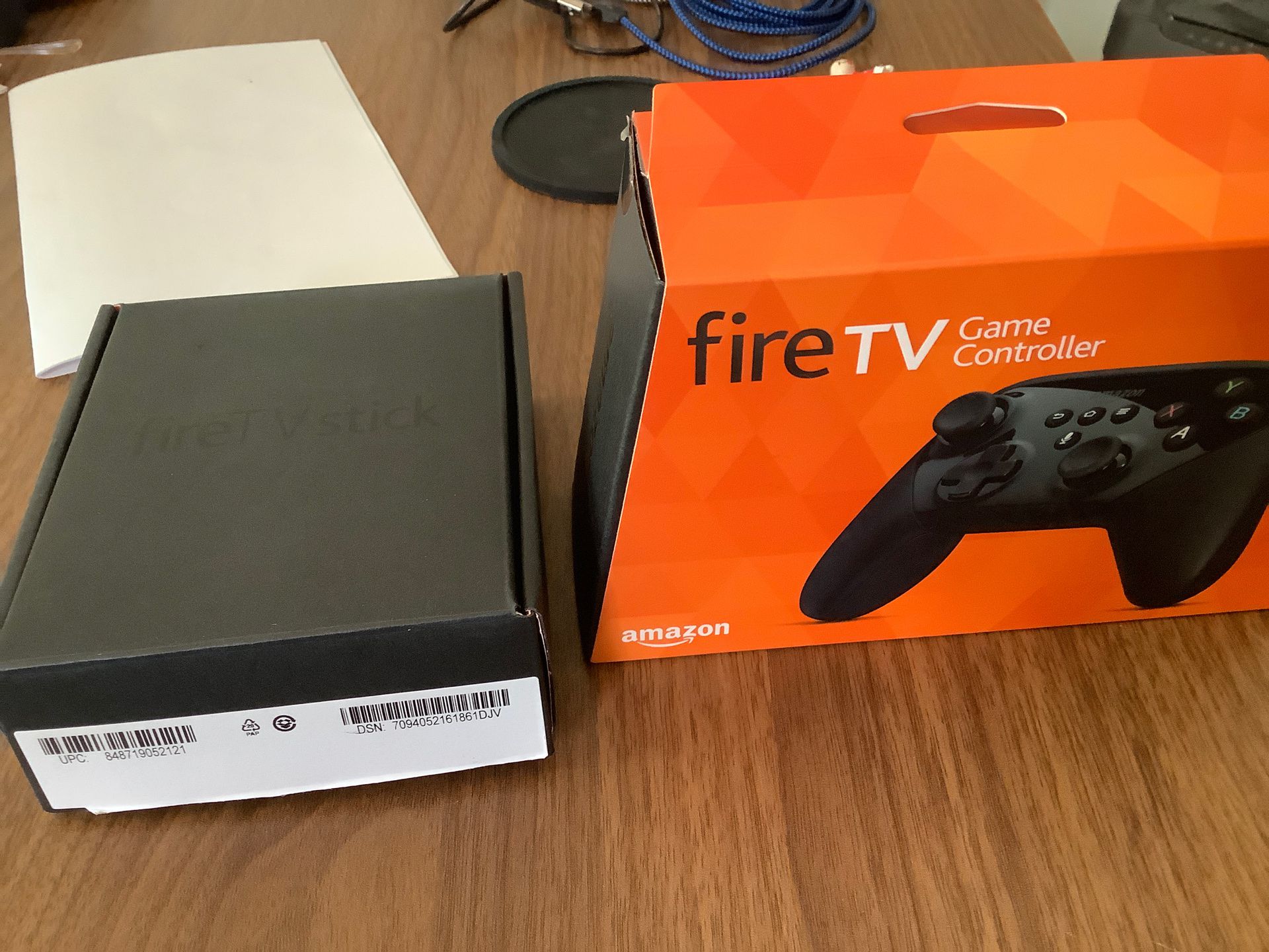 Amazon Fire Stick (3rd gen) and fire tv game controller.