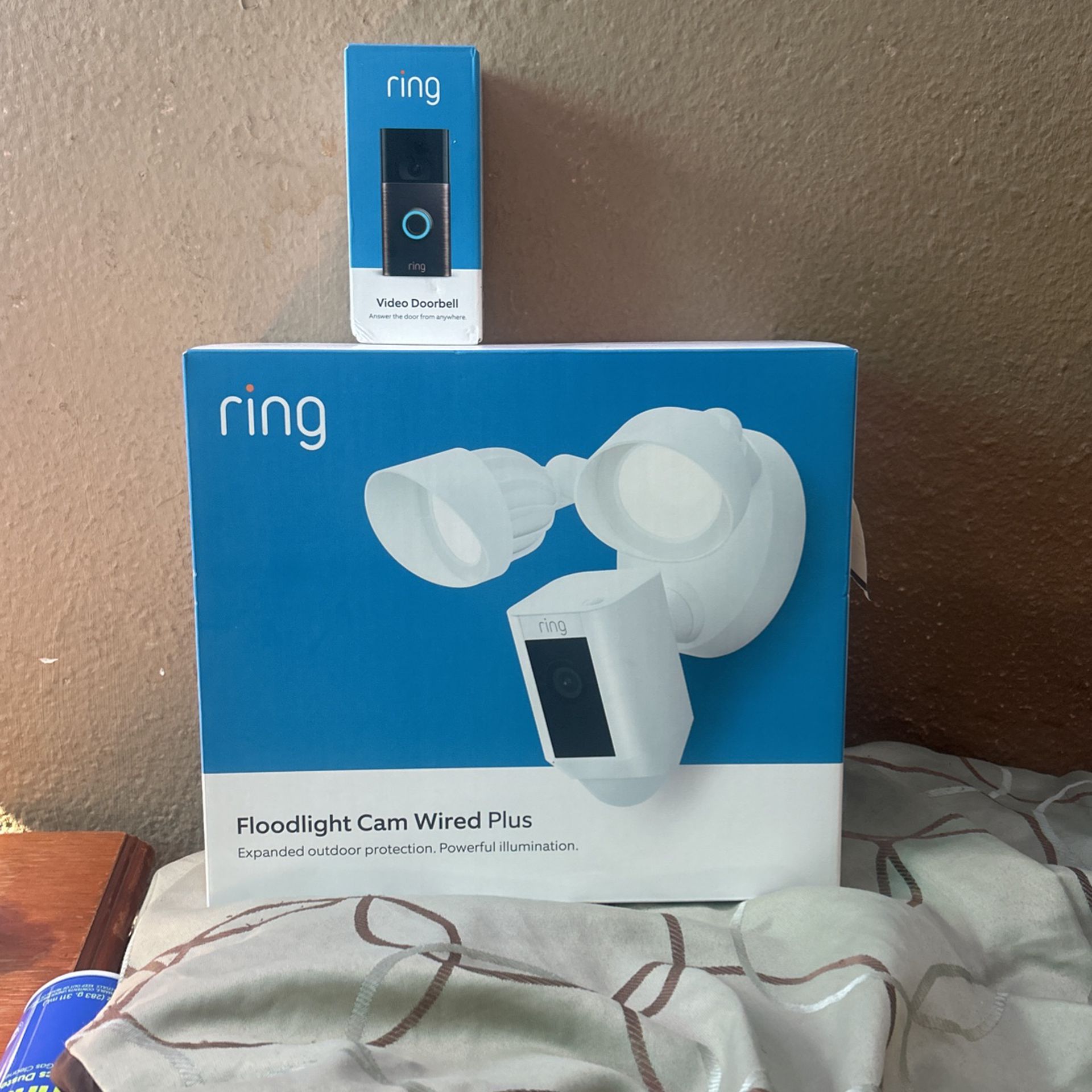 Ring Flood Light Camera Wired Plus With Ring Doorbell For Sale 