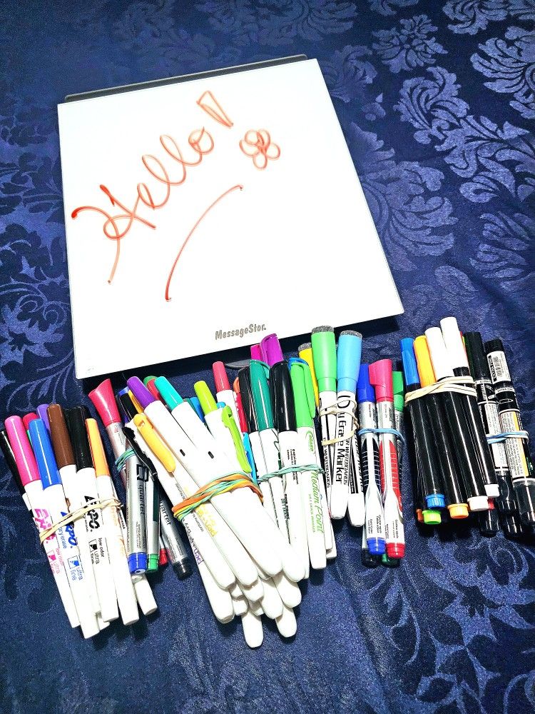Dry Erase Glass Board Memo Station with Markers (74 pcs)