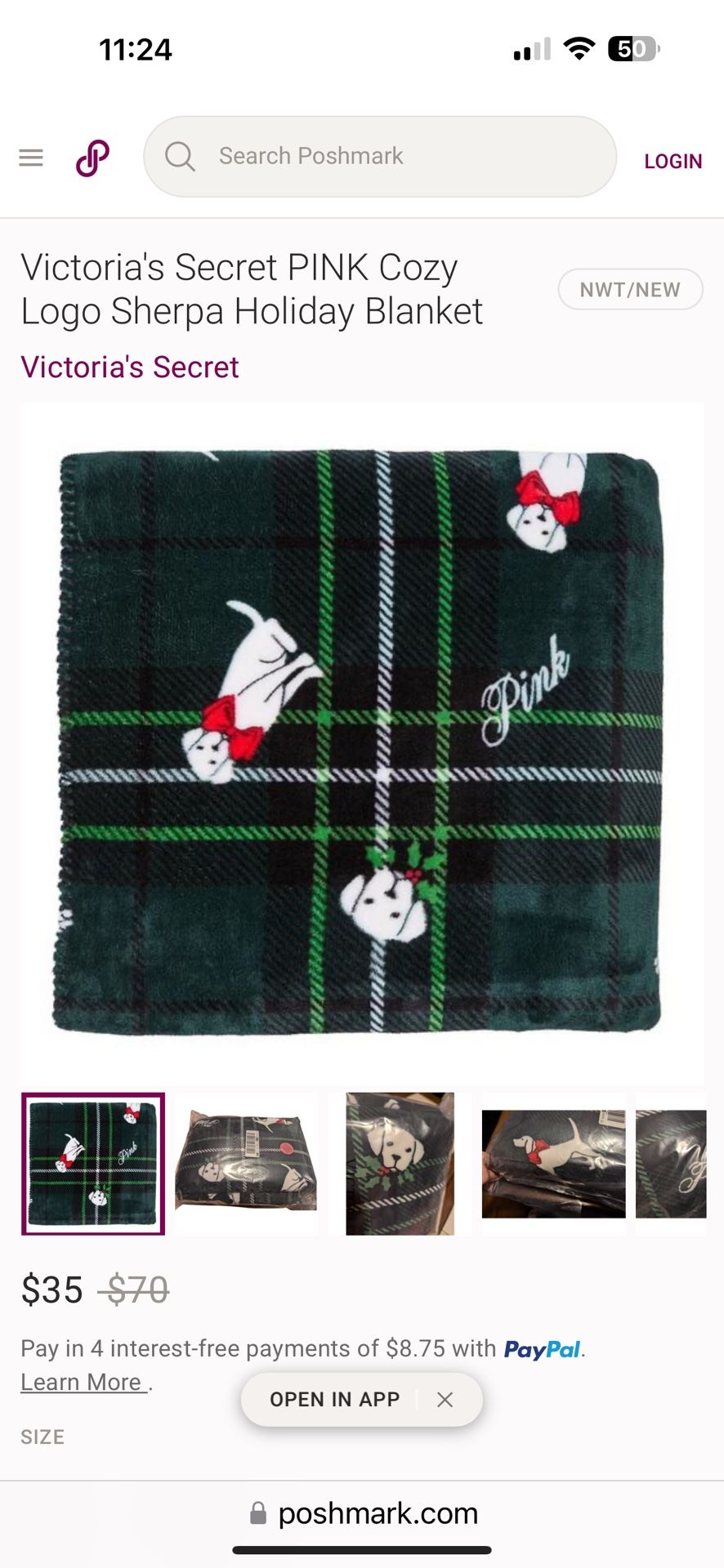 Victoria's Secret PINK Cozy Logo Sherpa Holiday Blanket