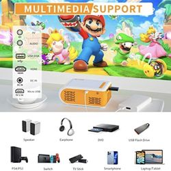 Mini Projector for Outdoor Movies, KHQ Full HD Video Projector Support 1080P for iPhone, Portable Projector for Home Theater Use, Compatible with Smar