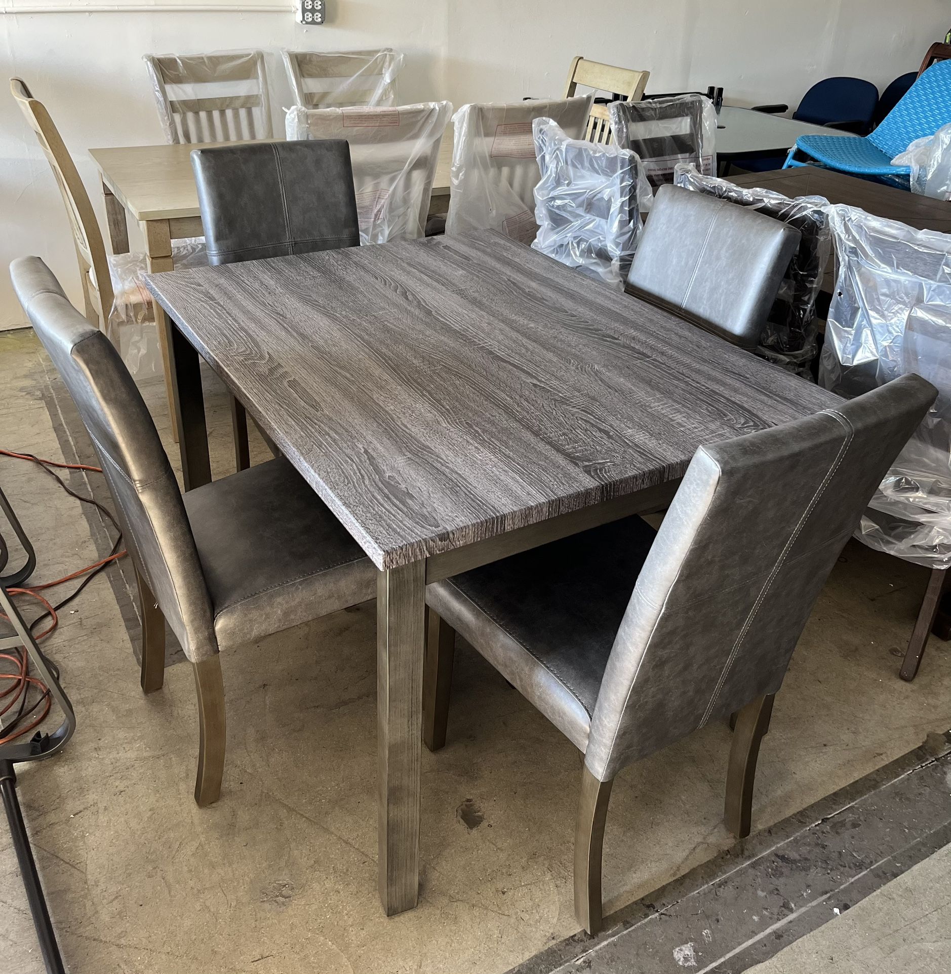 Gray Dining Set Table and 4 Side Chairs