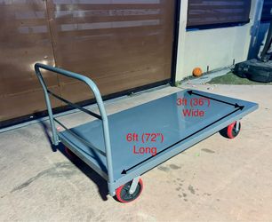 MAXLOAD Heavy Duty Industrial Platform Cart 72"X 36" with 2400 Ibs Capacity, and 8" red swivel wheel