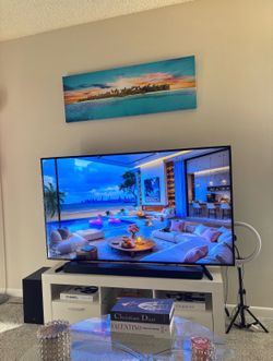White TV Stand with RGB LED Lights