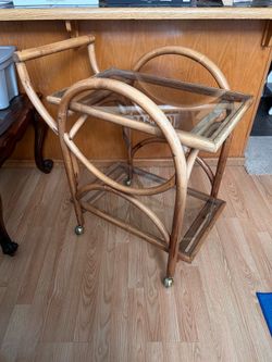 Vintage bamboo bar cart