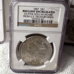 1887 Morgan Dollar BRILLIANT UNCIRCULATED Olathe dollar Hoard From U.S. Treasury Bags 💰💰 OPEN TO TRADES 
