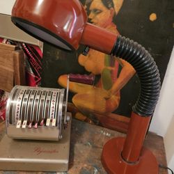 Vintage Midcentury Gooseneck RED and Black SpageAge Lamp Works 