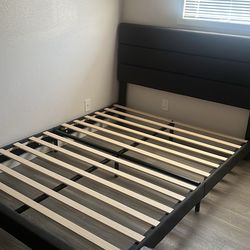 Queen Bed Frame w/ Headboard – Grey