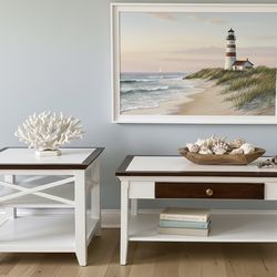 Modern White End Table And Coffee Table set