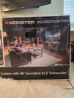 Monster Soundstage Pro Dolby Atmos 7.1.2 Channel Soundbar with 12" Wireless Subwoofer, Bluetooth 5.4 Enabled, Remote and Wall Mount Kit Included