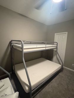 Metal Twin over Full Bunk Bed with Mattresses
