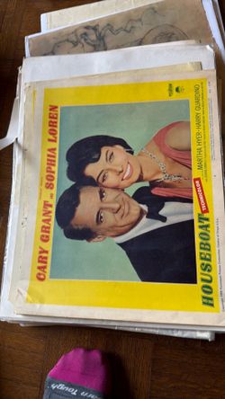 Stack of old movie posters