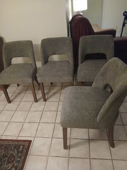 Chenille Olive Green Dining Chairs