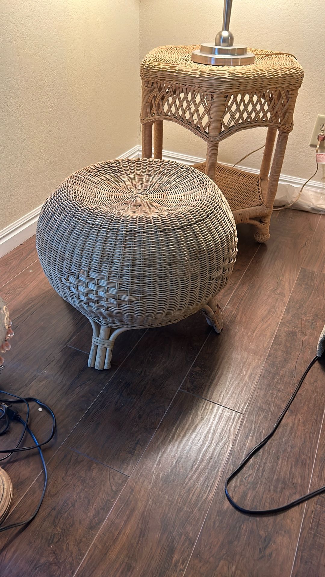 RETRO 1970’s Vintage - Wicker Pouf Stool