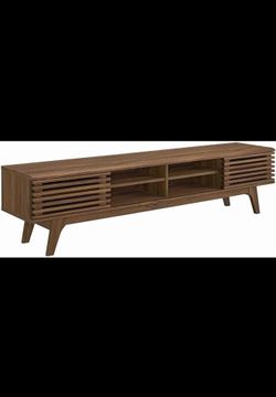 odway Render 70" Mid-Century Modern Low Profile Media Console TV Stand.Walnut