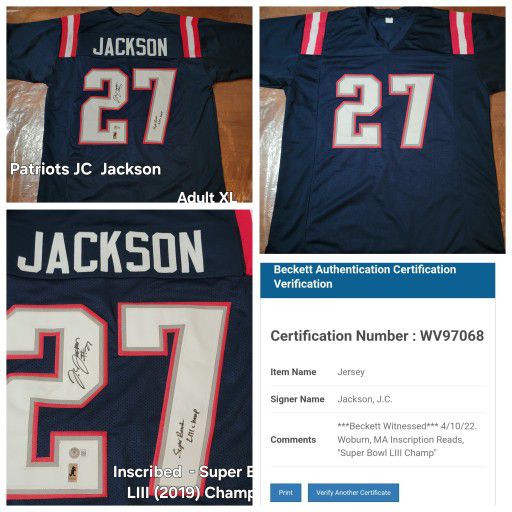 Patriots JC  Jackson  Autograph  Jersey