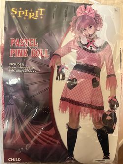 Girls Pastel pink doll costume size medium (8)