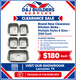 Brand New Clearance Kitchen Sinks – Multiple Styles & Sizes – $180 Each