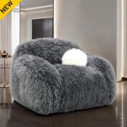 Accent Chair - Large Fur Swivel Chair 