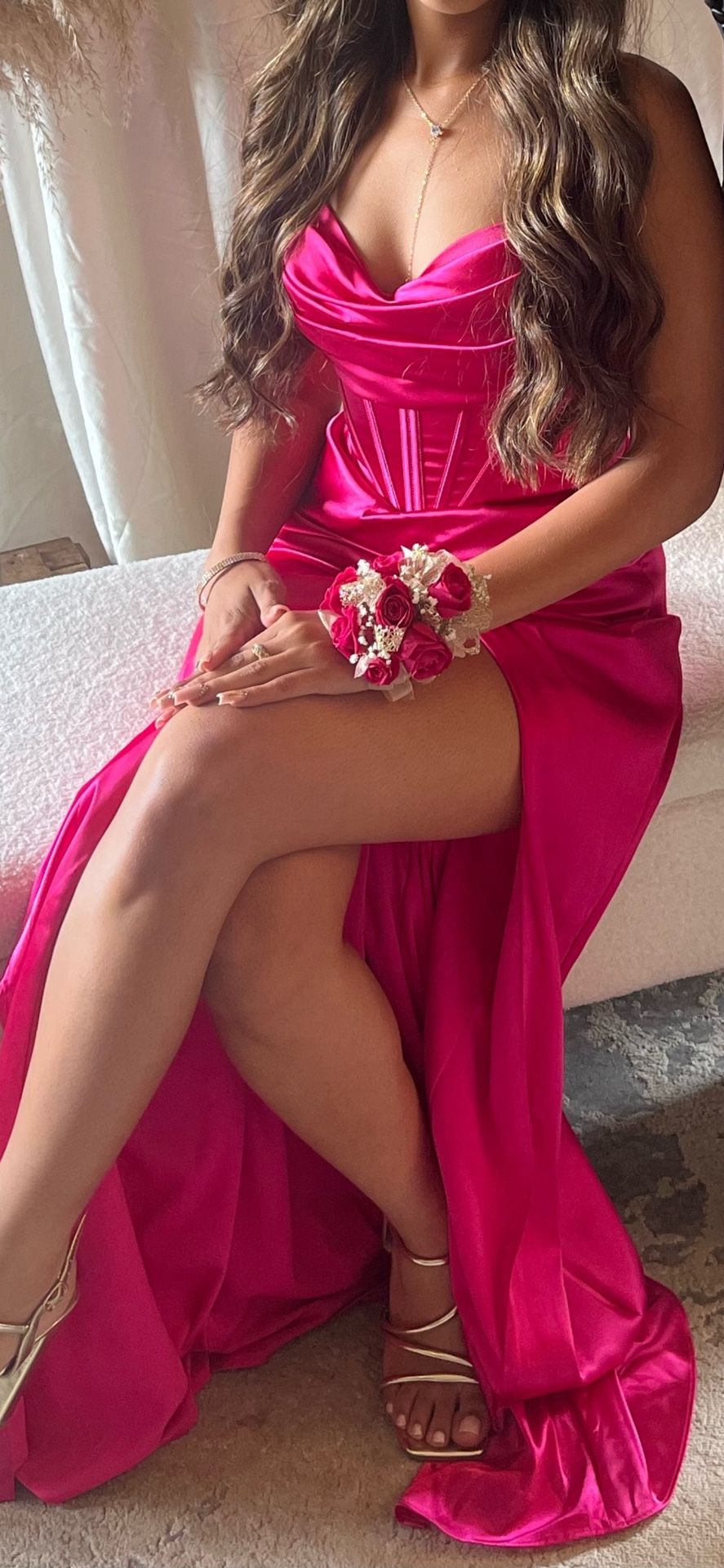 Small, Hot Pink, Corset Top, and Lace Up Back