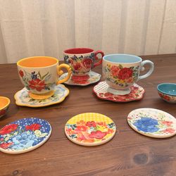 Floral Teacup/Mug  & Saucer Set + Matching Coasters & Mini Bowls
