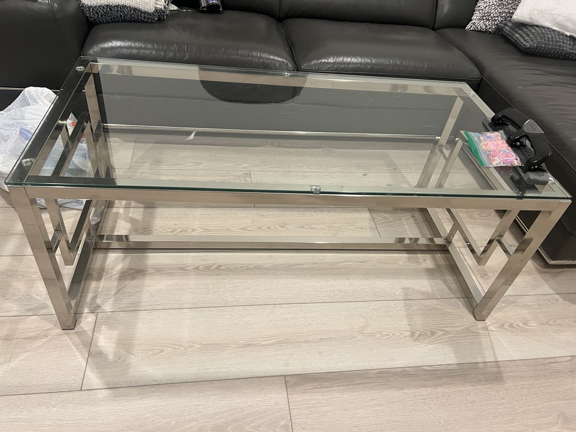 Chrome Glass Coffer Tables (set Of 2) 