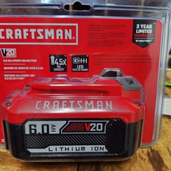 Craftsman 6ah V20 Lithium Ion Battery. New