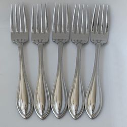 5Pc Oneida Arbor-American Harmony Dinner Forks 7 3/8” Stainless Glossy