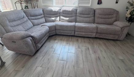 Gray Fabric Sectional Recliner Sofa