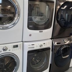 Maytag Front Loading Washer And Stackable Gas Dryer Set 