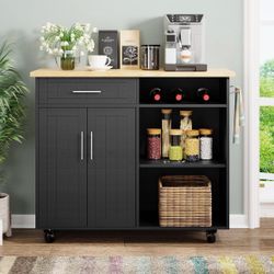 Kitchen Island Cart with Storage,Rolling Kitchen Island Side Table on Wheels