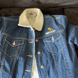 (New) looney Tunes Denim Sherpa Lined Jacket Woman’s Lg