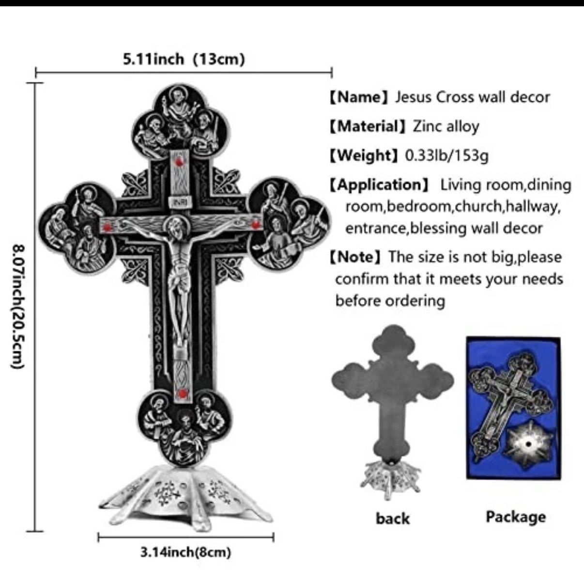 Jesus Altar Table Cross,Religious Crucifix Wall Decor with Stand,Metal 3