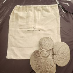 Michael Aram Botanical Silver Trivet with Fabric Pouch