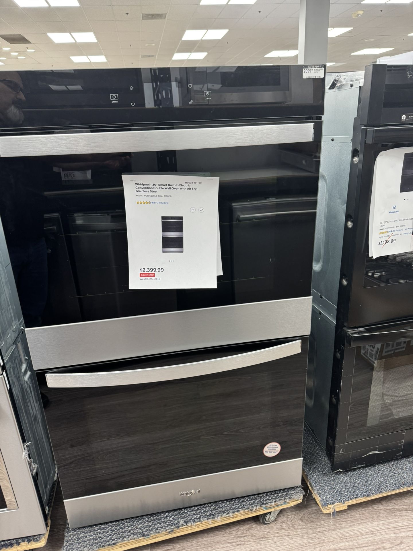 New 30”Whirlpool - 30" Smart Built-In Electric Convection Double Wall Oven with Air Fry - Stainless Steel