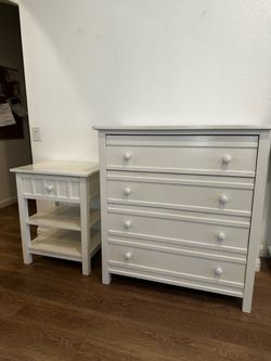 White Dresser and Nightstand Set