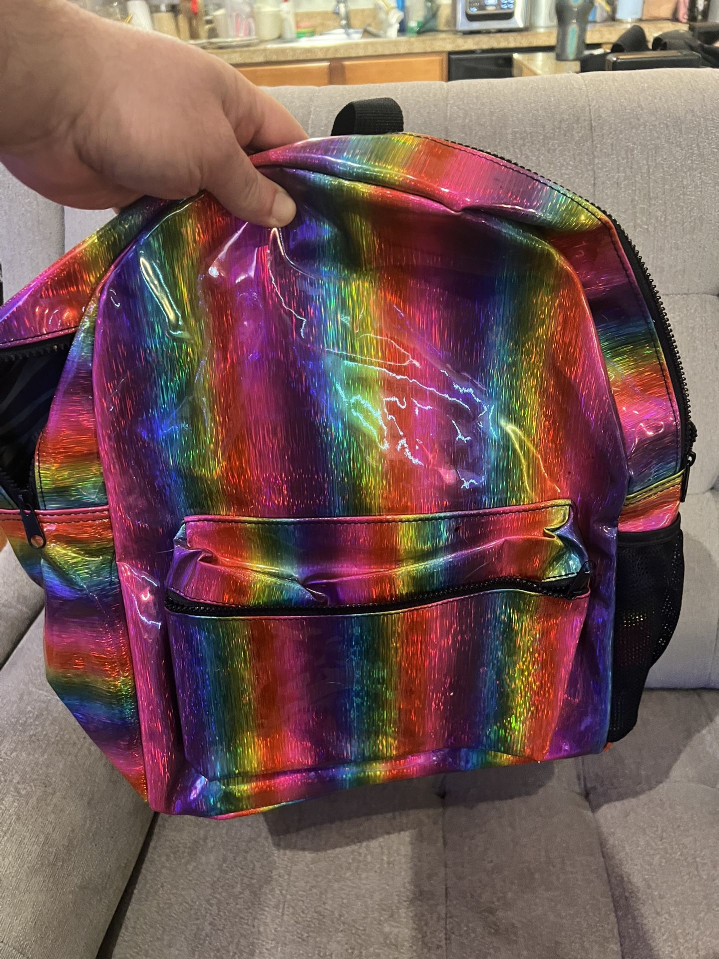 rainbow holographic backpack 