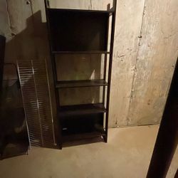 Beautiful dark brown five-shelf bookshelf