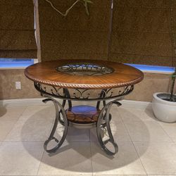 Beautiful Wood Table Ornate Metal Legs