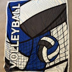 Feelyou Volleyball Fleece Throw Blanket Throw 50"×60" Gaming Sports White Gray Blue Geometric Stripes Sherpa Blanket for Bed Sofa Couch Chair Living R