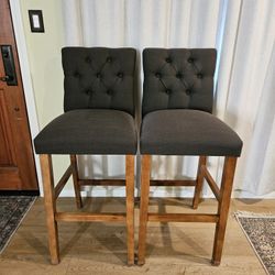 Grey upholstered bar stools