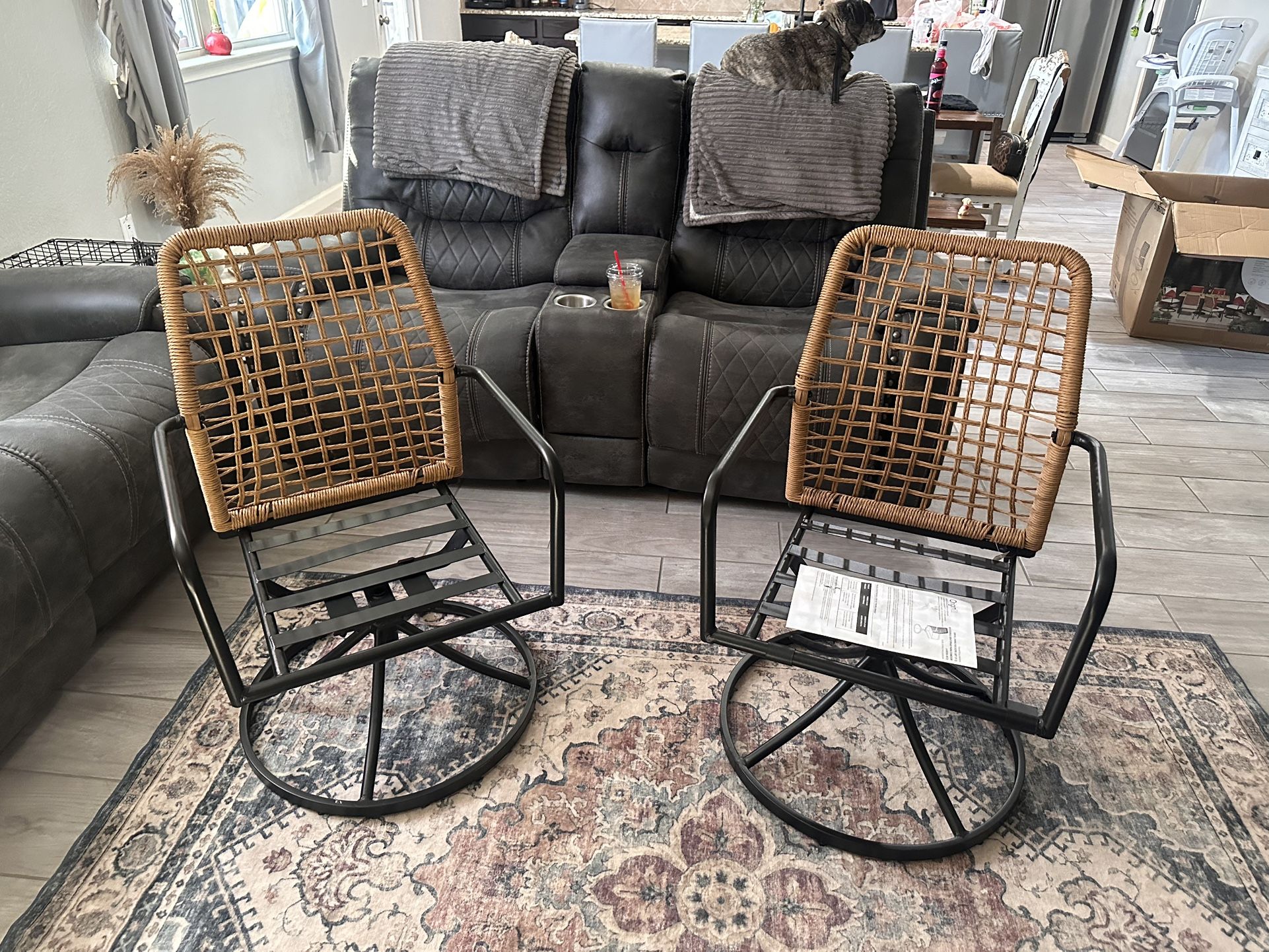 Swivel Rocking Chair Set (2)