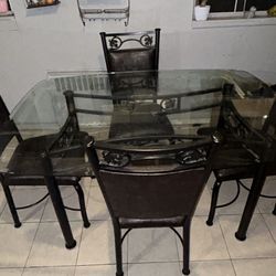 Glass Table Dining Room Set Of 4 