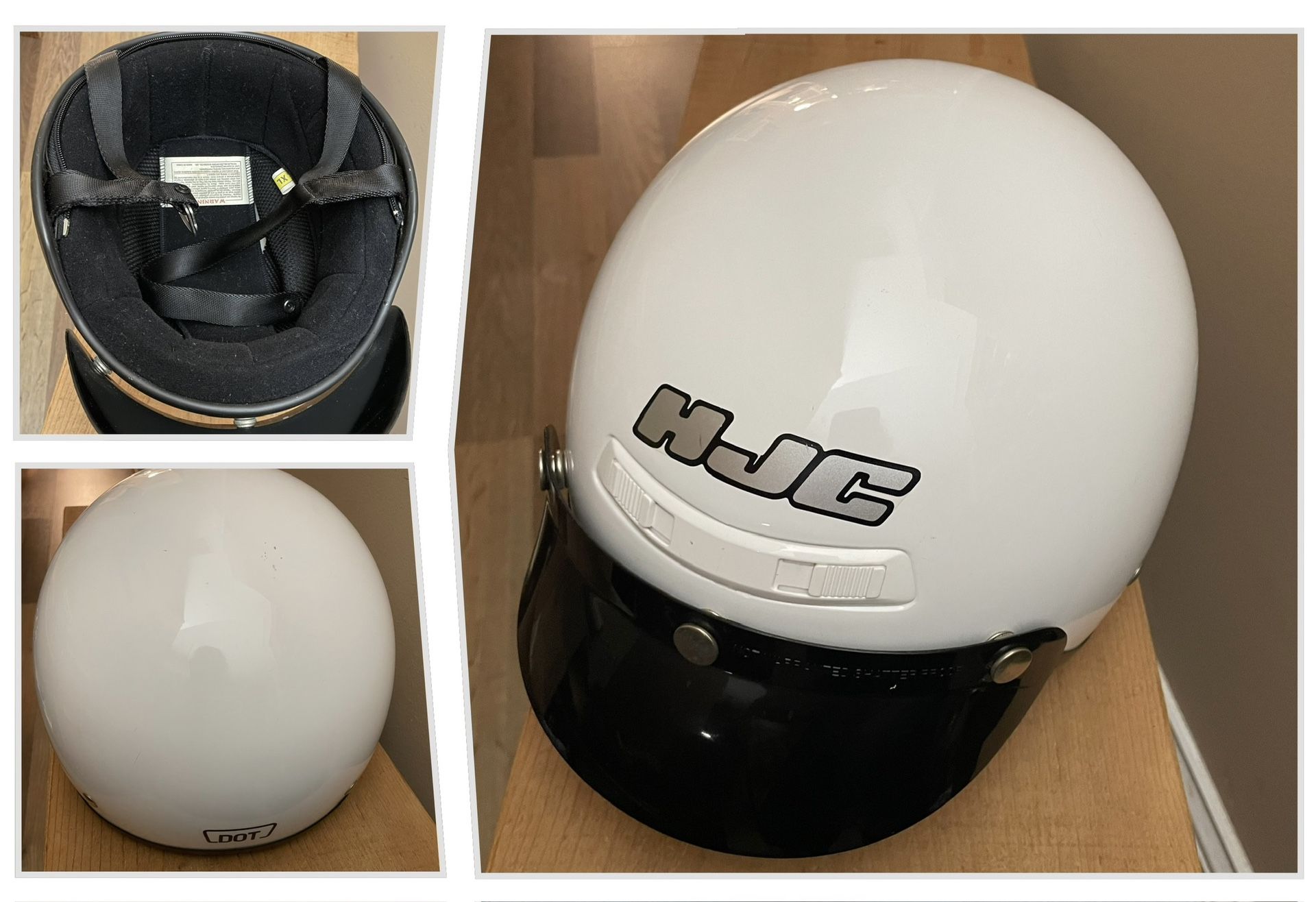 HJC White Motorcycle Half-Helmet CS-2M with Sun Visor size XL