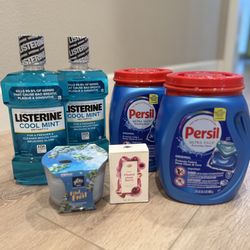 Holiday Household Items Gifts Persil Laundry ULTRA PACS & LISTERINE Mouthwash & Glade Candle & Dove Soap