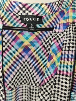 Torrid Multi-Color Plaid Houndstooth Sleeveless Tunic Top (Size 5)