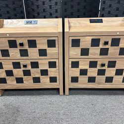 🥳Black Friday & Thanksgiving Sale🥳Nightstands Set of 2 Wide Bed Side Tables with Charging Station