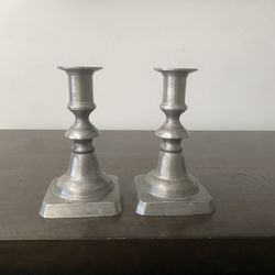 Pair Of Pewter Candlesticks.
